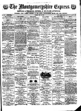 cover page of Montgomeryshire Express published on May 13, 1884